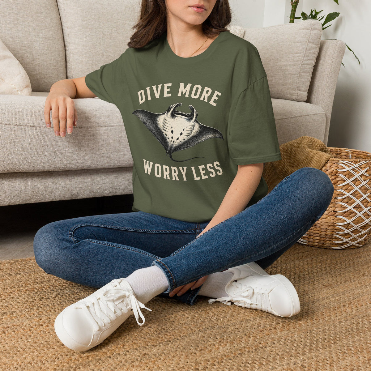 Manta Ray Dive More T-Shirt Dive More Worry Less Sea Life Shirt