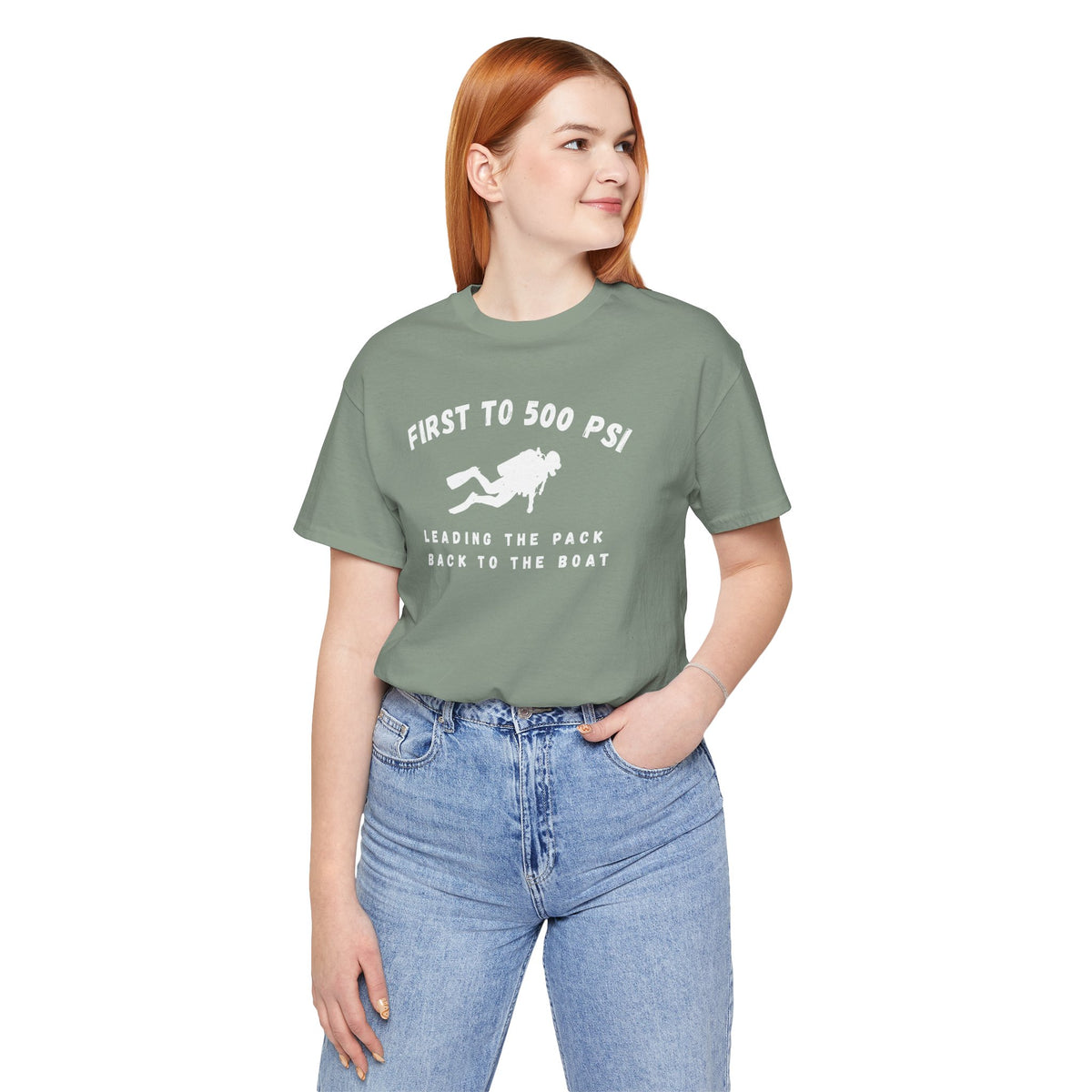 First to 500 PSI T-Shirt – Funny Scuba Diving Design