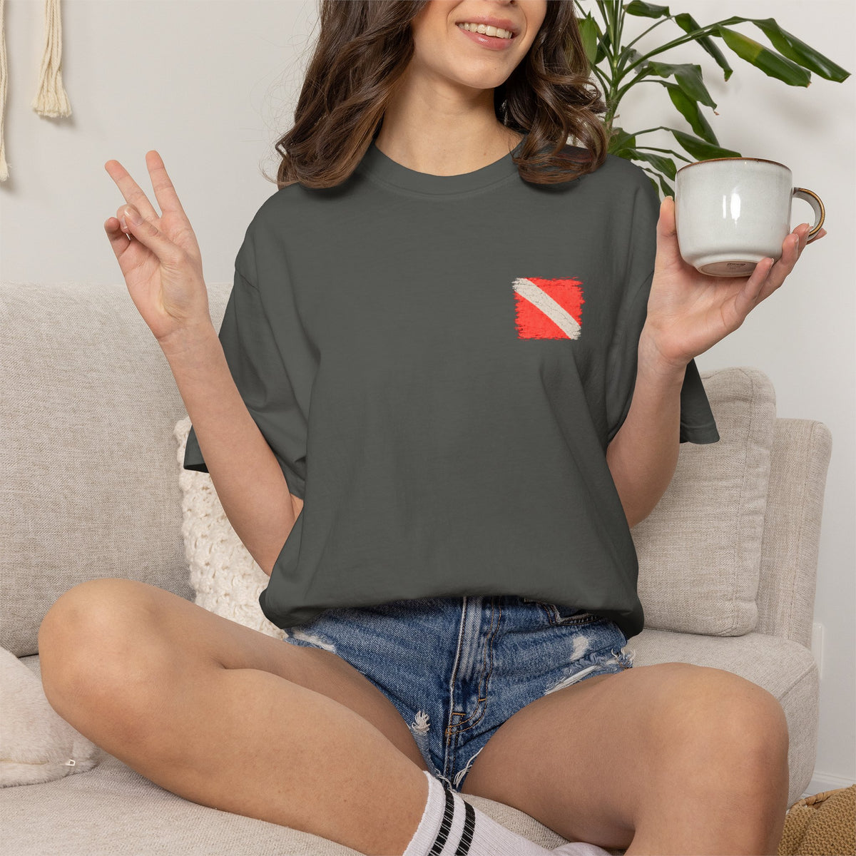 Scuba Dive Flag T-Shirt – Comfort Colors, Diver Backprint