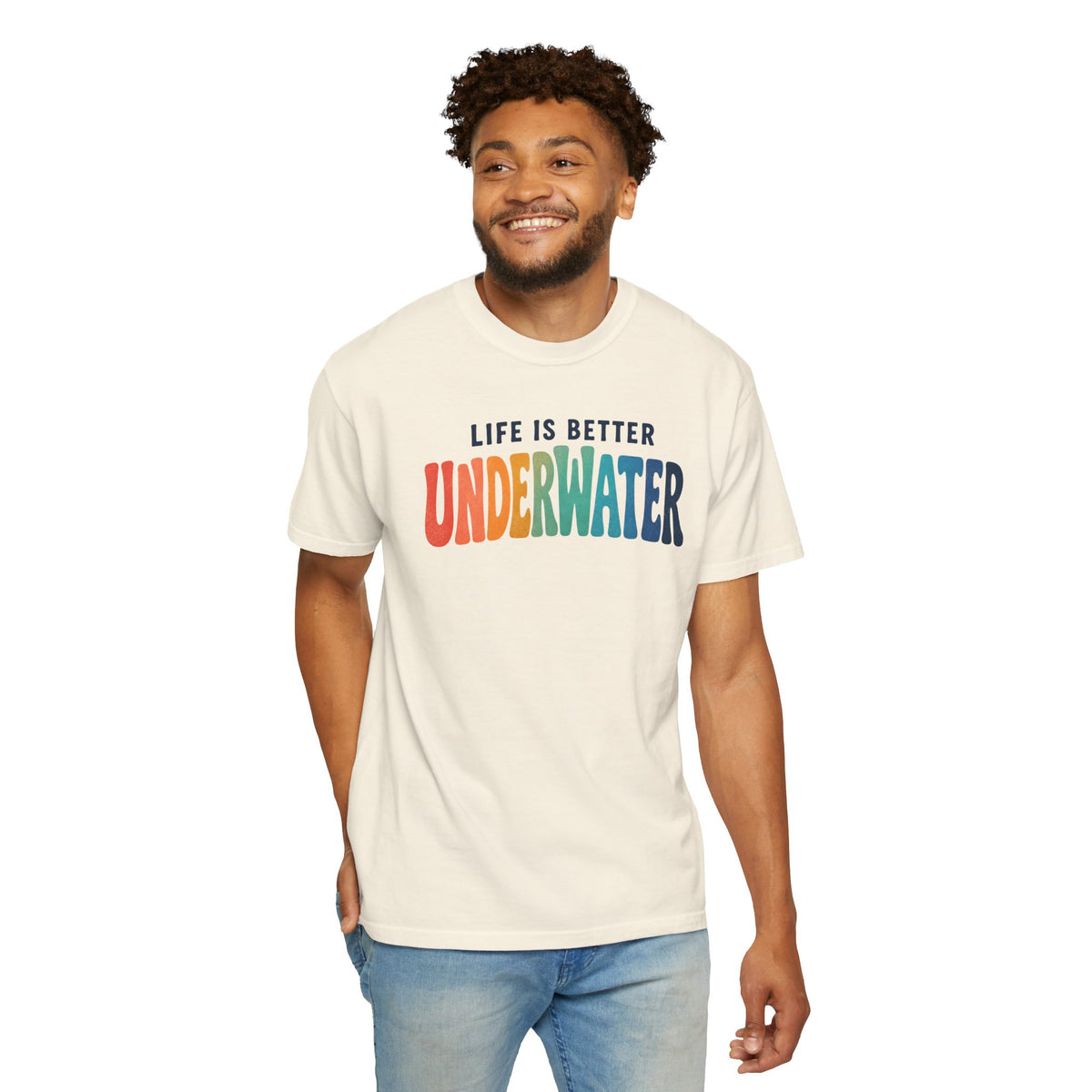Life Is Better Underwater T-Shirt  |  Retro Rainbow Scuba Design