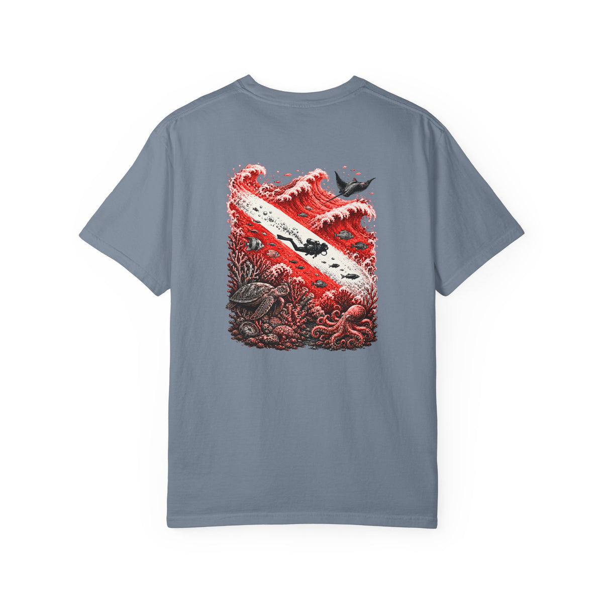 Scuba Dive Flag T-Shirt – Comfort Colors, Diver Backprint