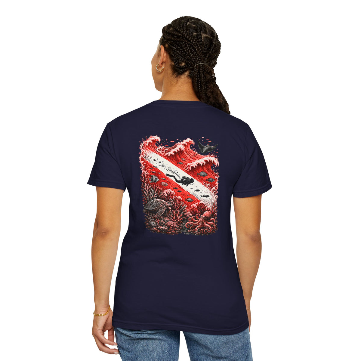 Scuba Dive Flag T-Shirt – Comfort Colors, Diver Backprint