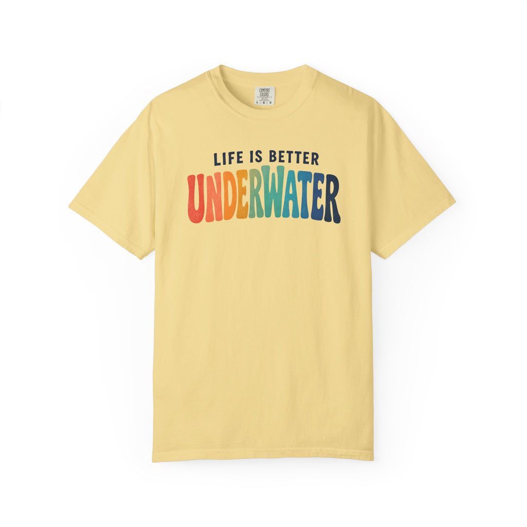 Life Is Better Underwater T-Shirt  |  Retro Rainbow Scuba Design
