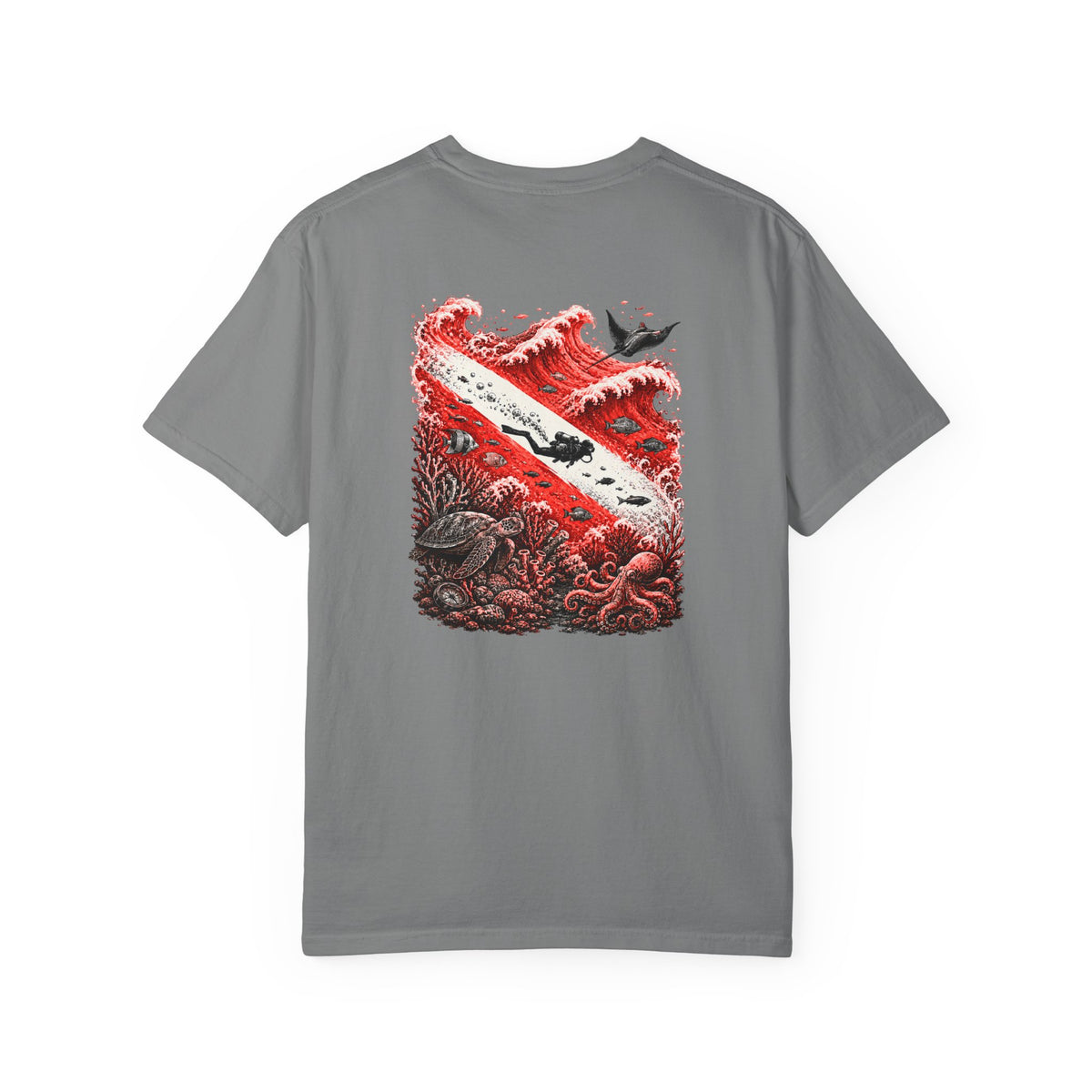 Scuba Dive Flag T-Shirt – Comfort Colors, Diver Backprint