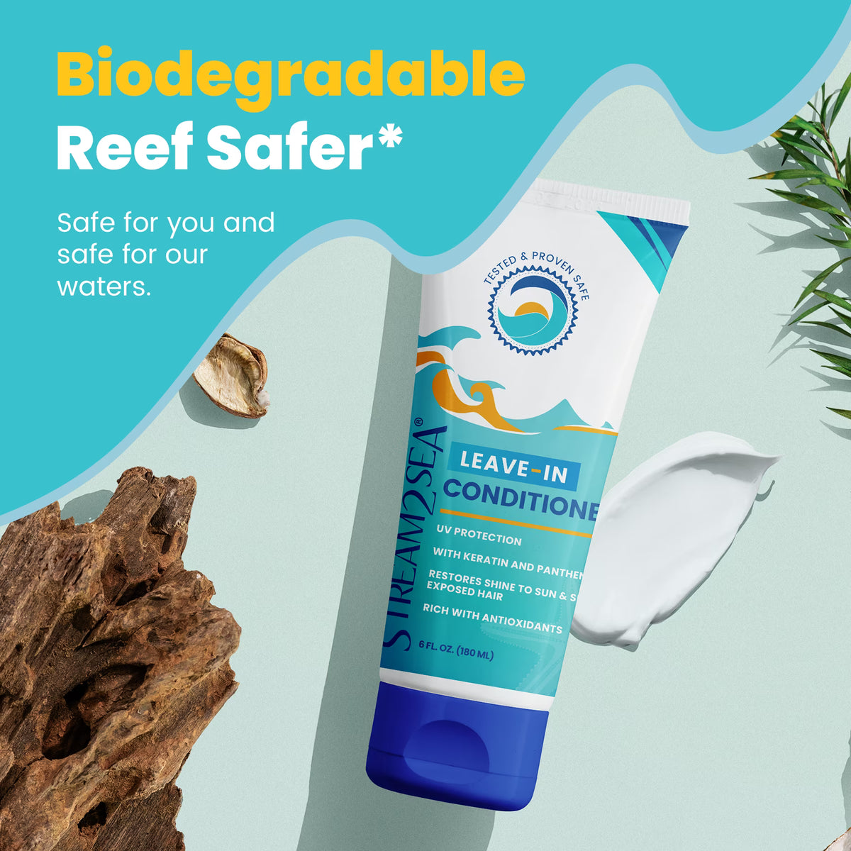 Stream2Sea Leave-In Hair Conditioner  | Reef-Safer Dive & Swim Hair Care, 6 oz