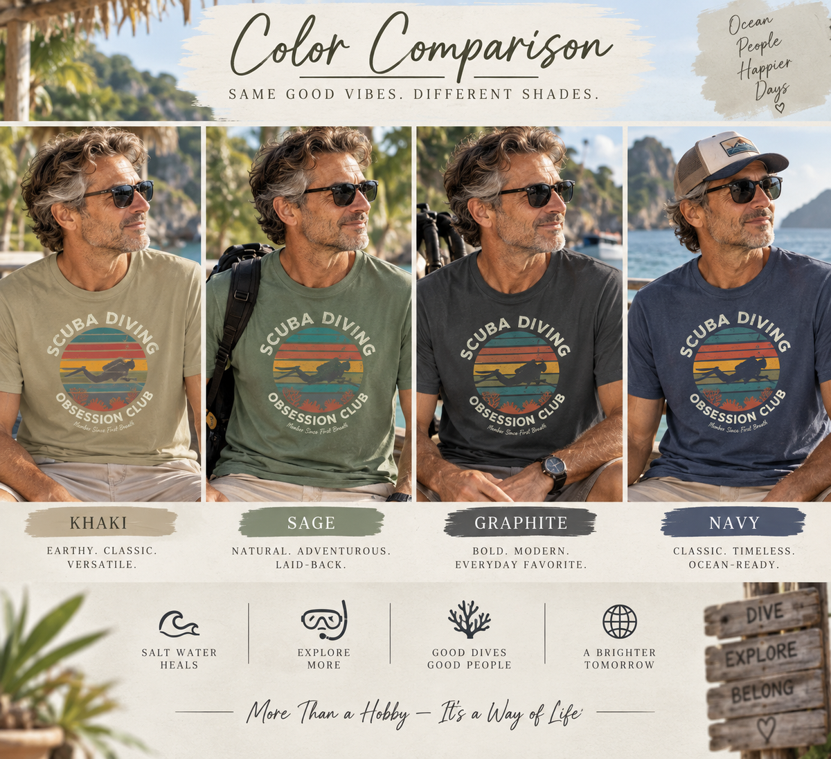 Scuba Diving Obsession Club T-Shirt – Vintage Diver Design