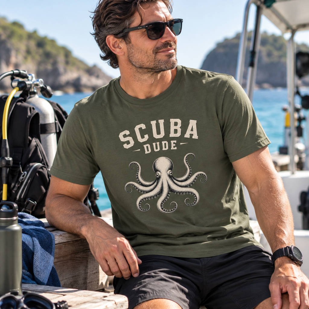 Scuba Dude T-Shirt  |  Vintage Octopus Dive Design