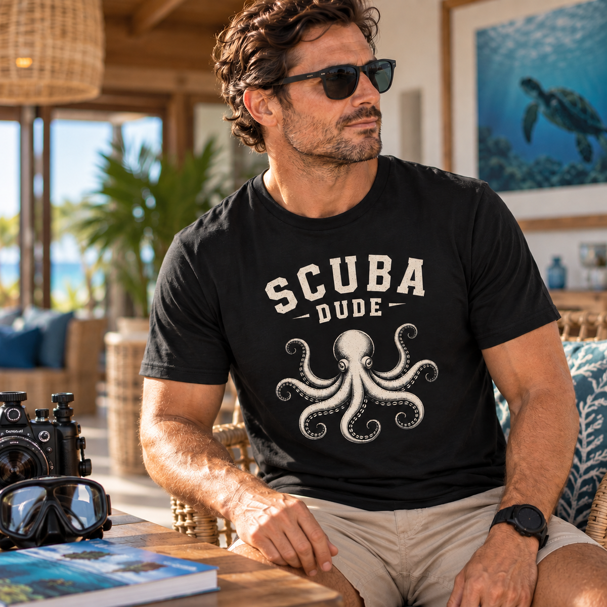Scuba Dude T-Shirt  |  Vintage Octopus Dive Design