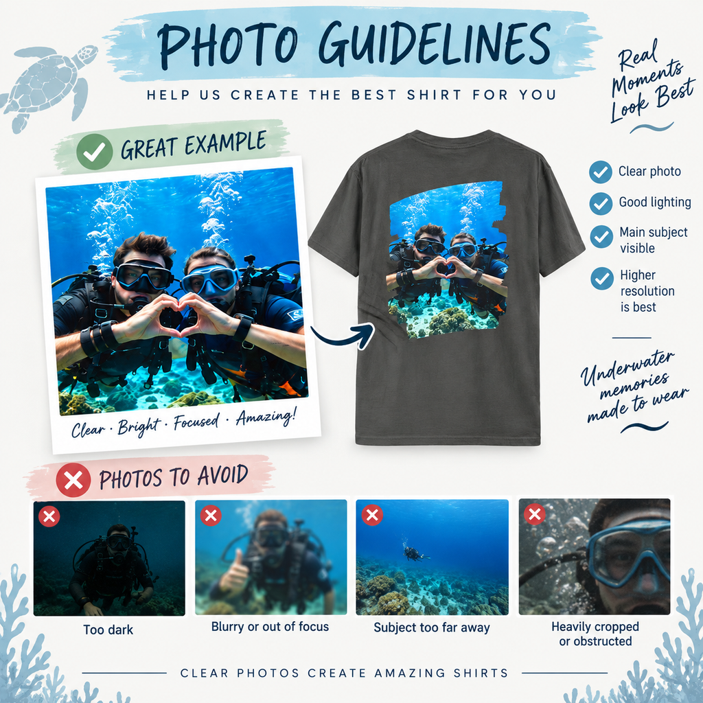 Personalized Scuba Diving Shirt, Custom Diver Photo Tee, Scuba Gift, Diving Shirt
