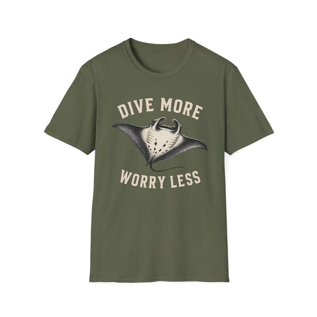 Manta Ray Dive More T-Shirt Dive More Worry Less Sea Life Shirt