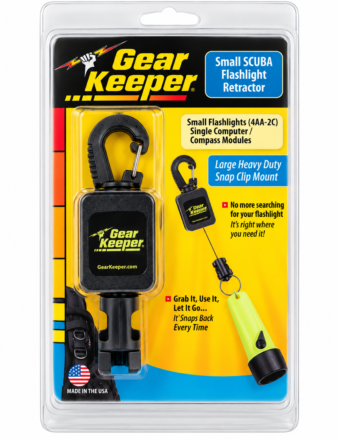 Gear Keeper RT4 SCUBA Flashlight Retractors – Multiple Mounting Options