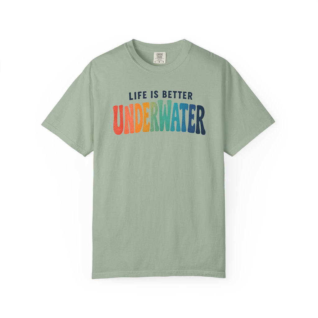 Life Is Better Underwater T-Shirt  |  Retro Rainbow Scuba Design