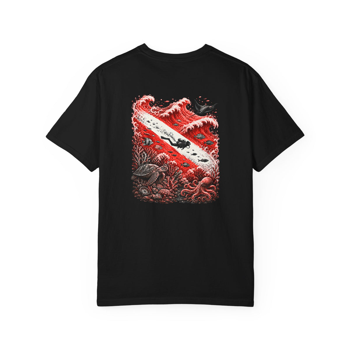 Scuba Dive Flag T-Shirt – Comfort Colors, Diver Backprint