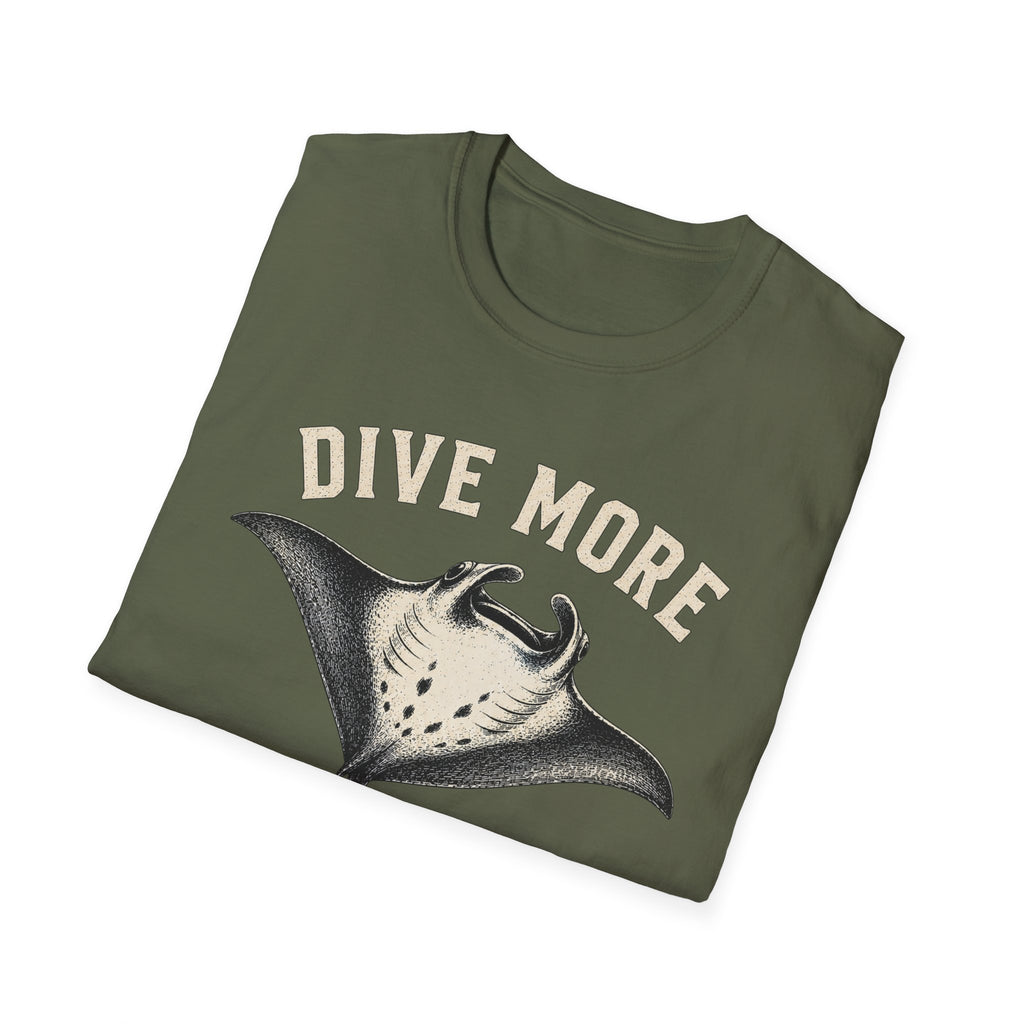 Manta Ray Dive More T-Shirt Dive More Worry Less Sea Life Shirt