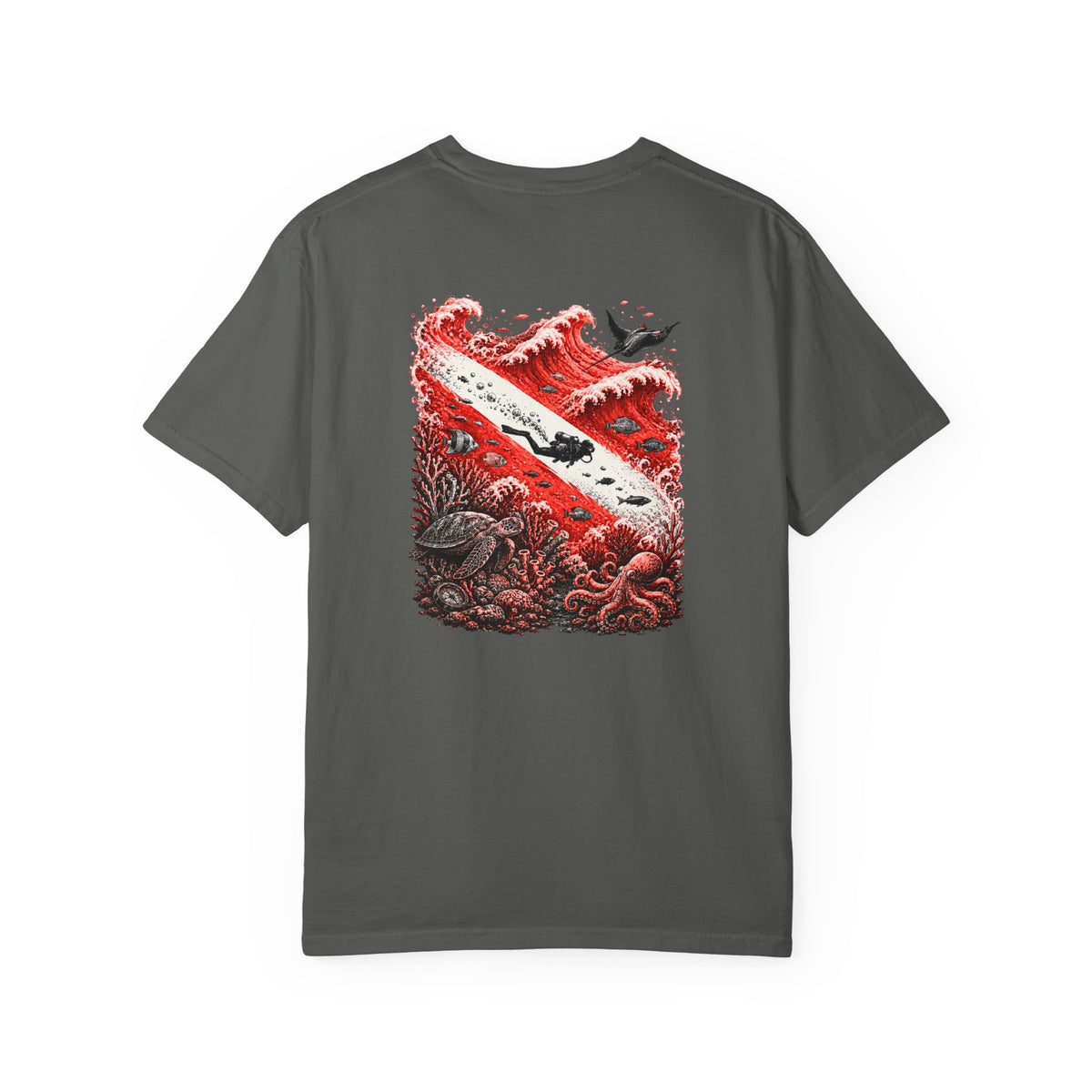 Scuba Dive Flag T-Shirt – Comfort Colors, Diver Backprint