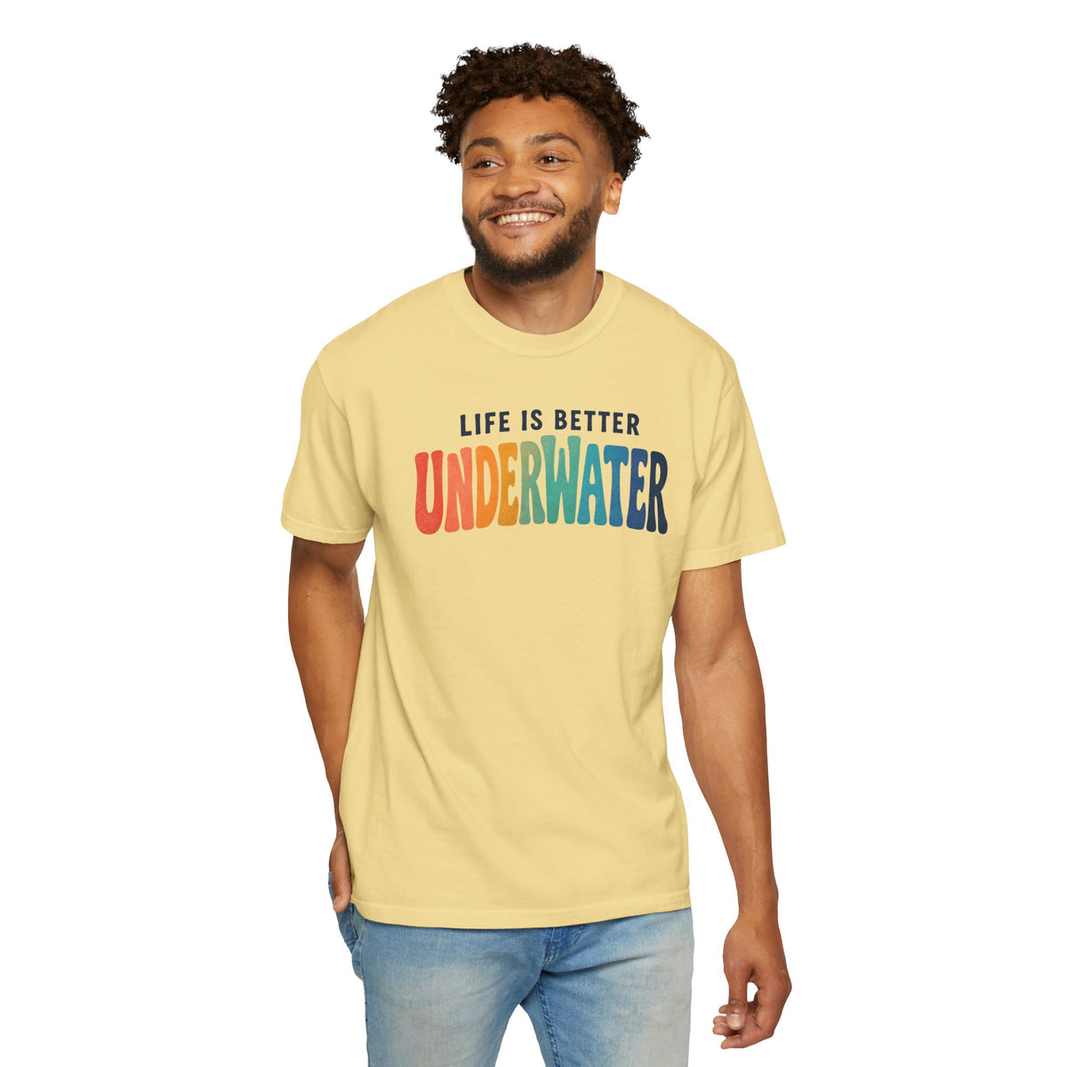 Life Is Better Underwater T-Shirt  |  Retro Rainbow Scuba Design