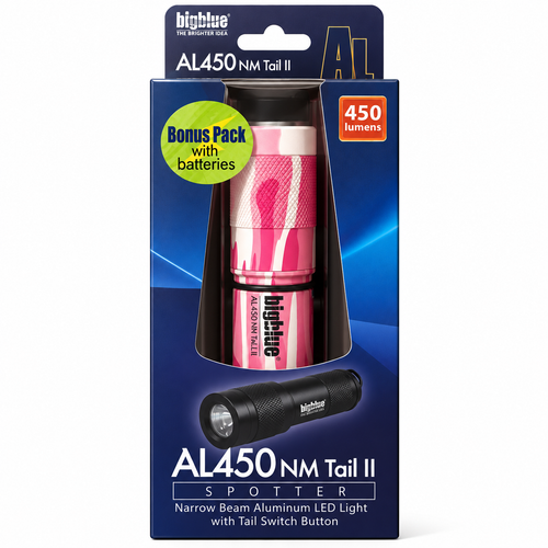 Bigblue AL450NMT-II Dive Light – 450 Lumen, Pink Camo, 8° Narrow Beam