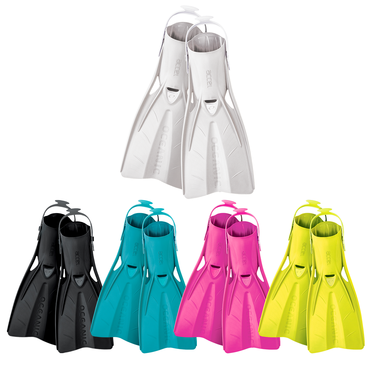 Oceanic Accel Open Heel Fins for Scuba Diving