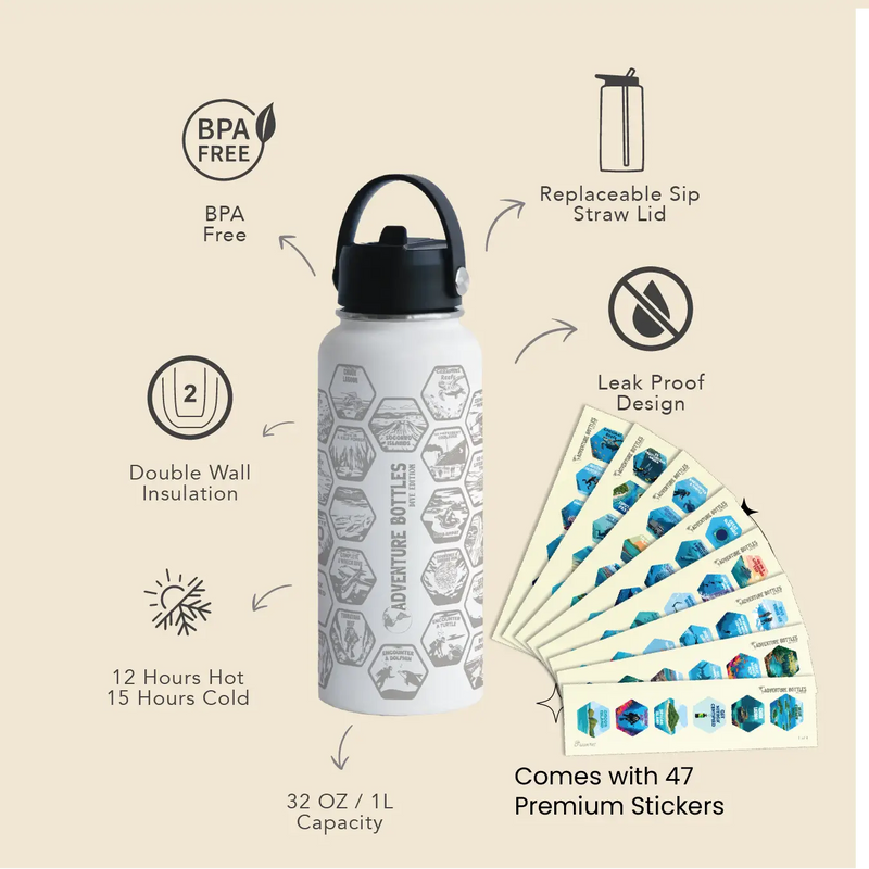 Dive Adventure Water Bottle + Stickers by Awesome Maps