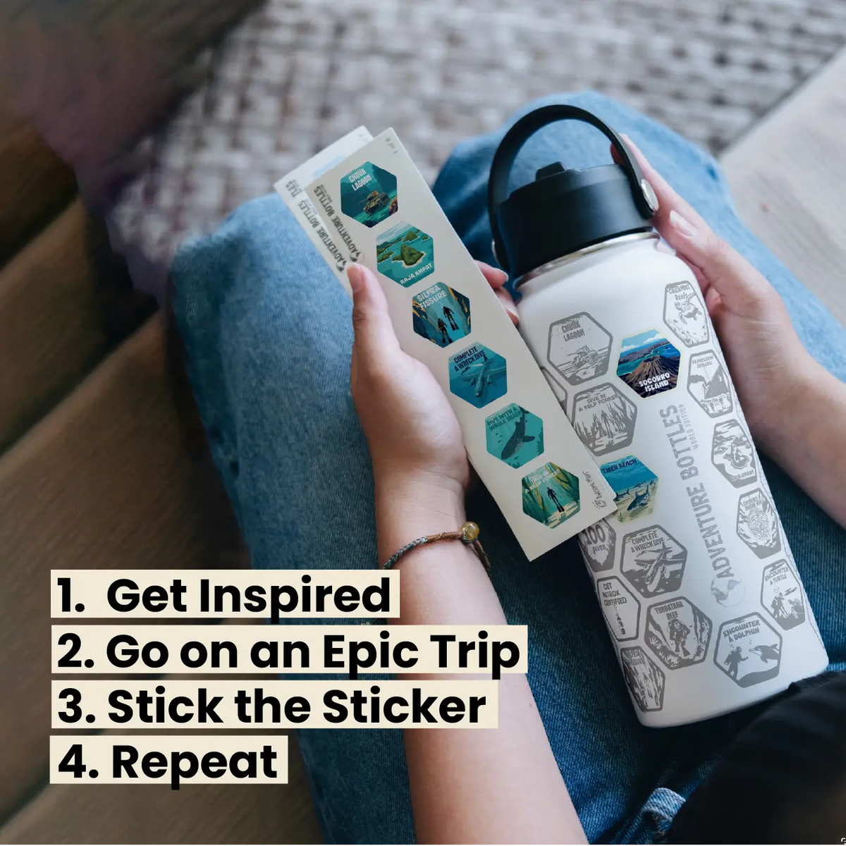 Dive Adventure Water Bottle + Stickers by Awesome Maps