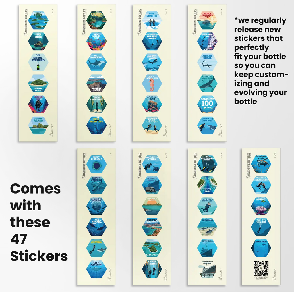 Dive Adventure Water Bottle + Stickers by Awesome Maps