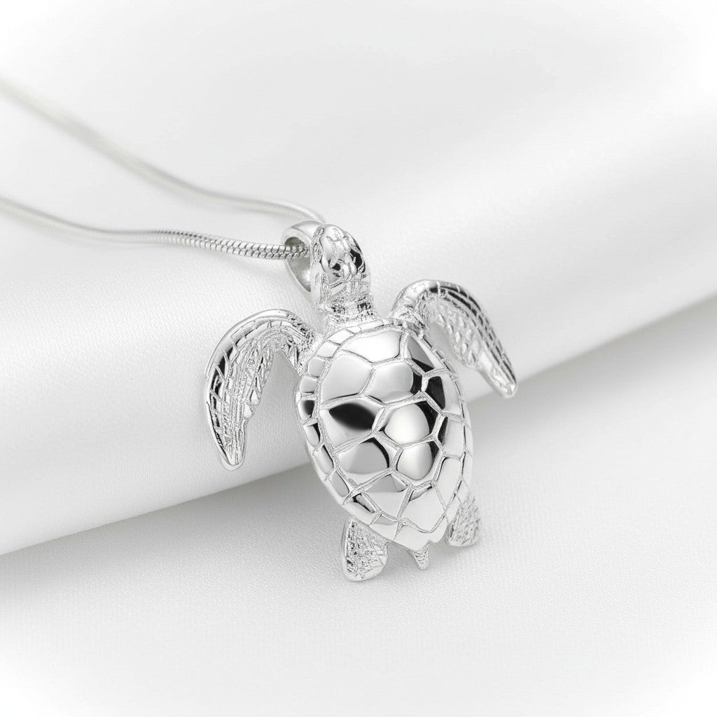 Sea Turtle Necklace –  Sealife Collection - Sterling Silver on Italian Snake Chain