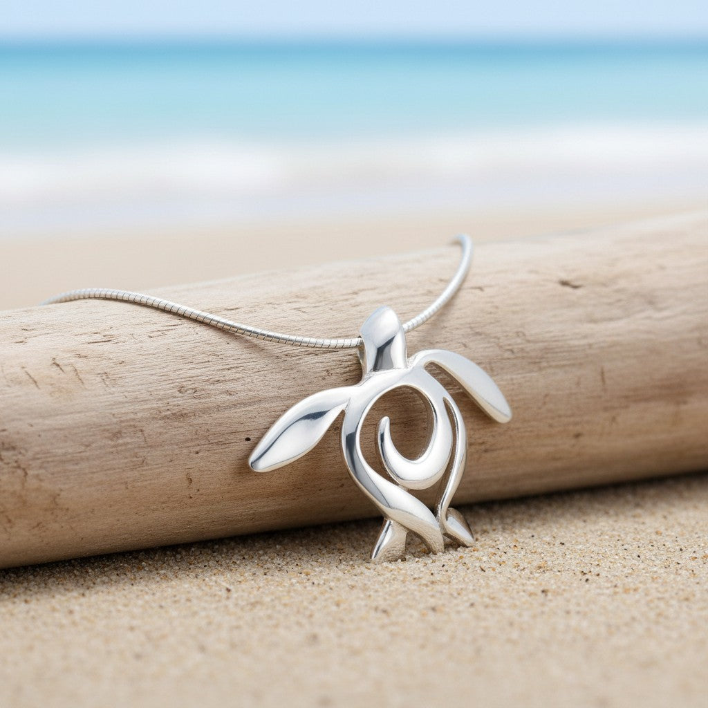 Sea Turtle Necklace – Ocean Traveler "Honu" Collection - Sterling Silver