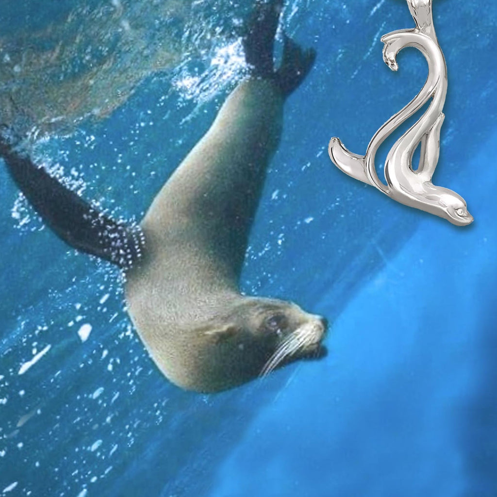 Sea Lion Drop Earrings –  "Salty" - Sterling Silver