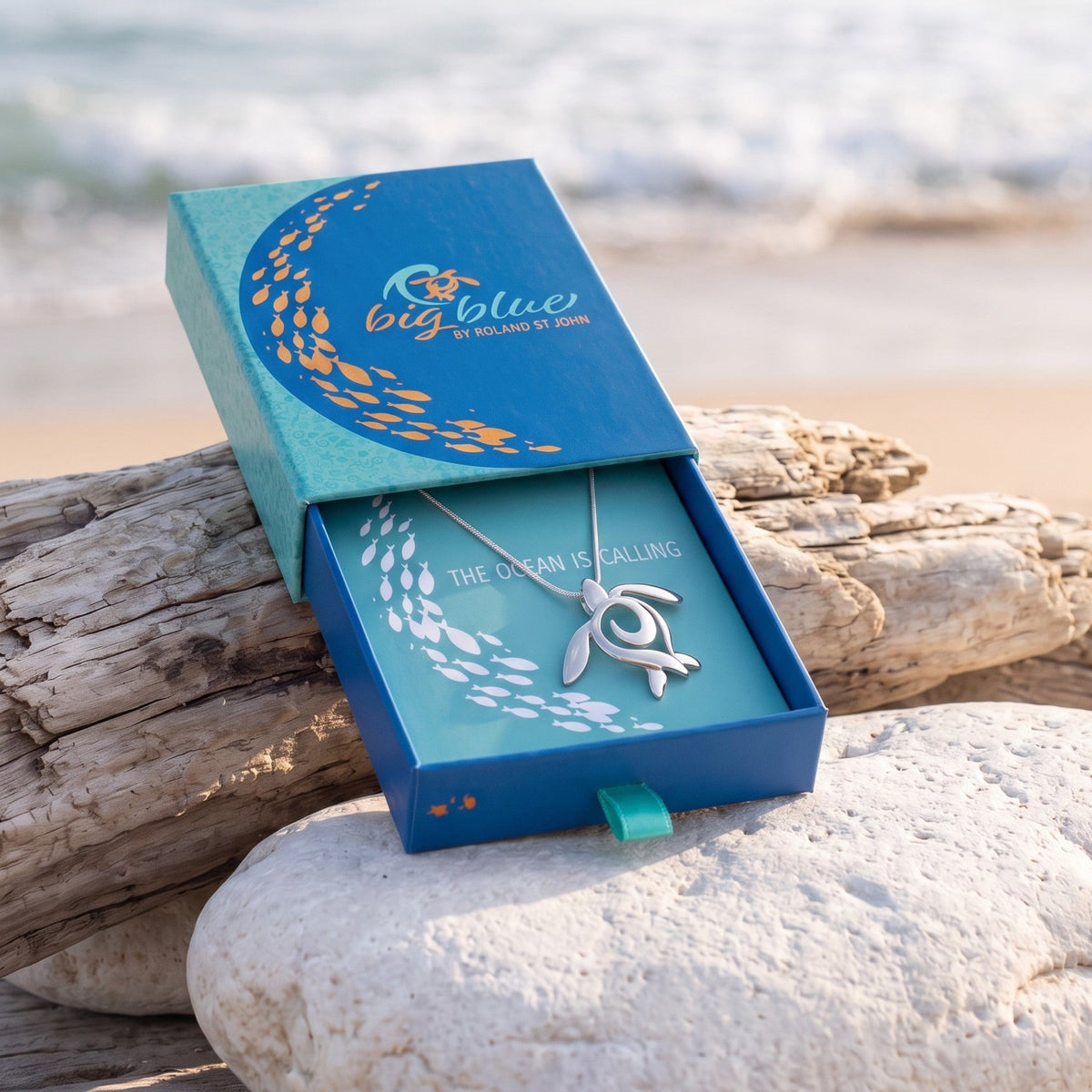 Sea Turtle Necklace –  Sealife Collection - Sterling Silver on Italian Snake Chain