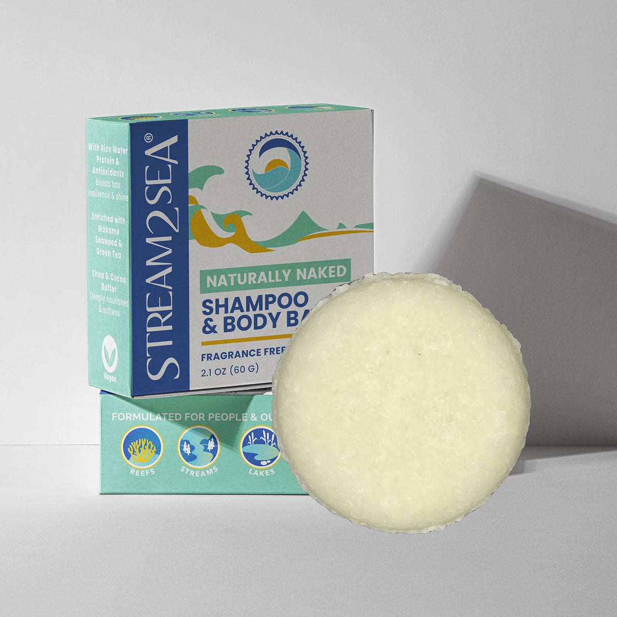Stream2Sea Naturally Naked Shampoo & Body Bar – Fragrance-Free for Sensitive Skin & Scalp
