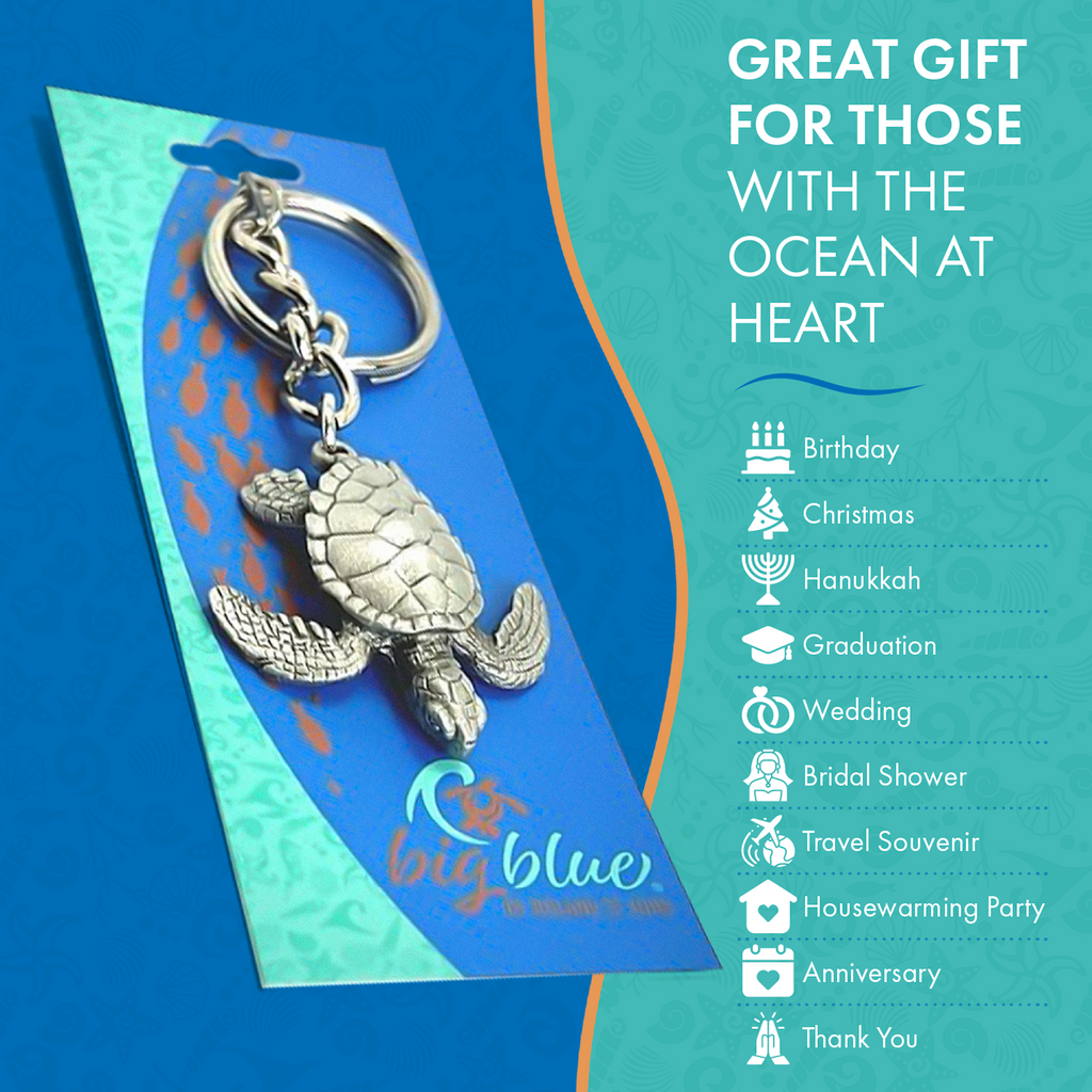 Emma” Tiger Shark Tooth Keychain - Sea Life Collection - Pewter