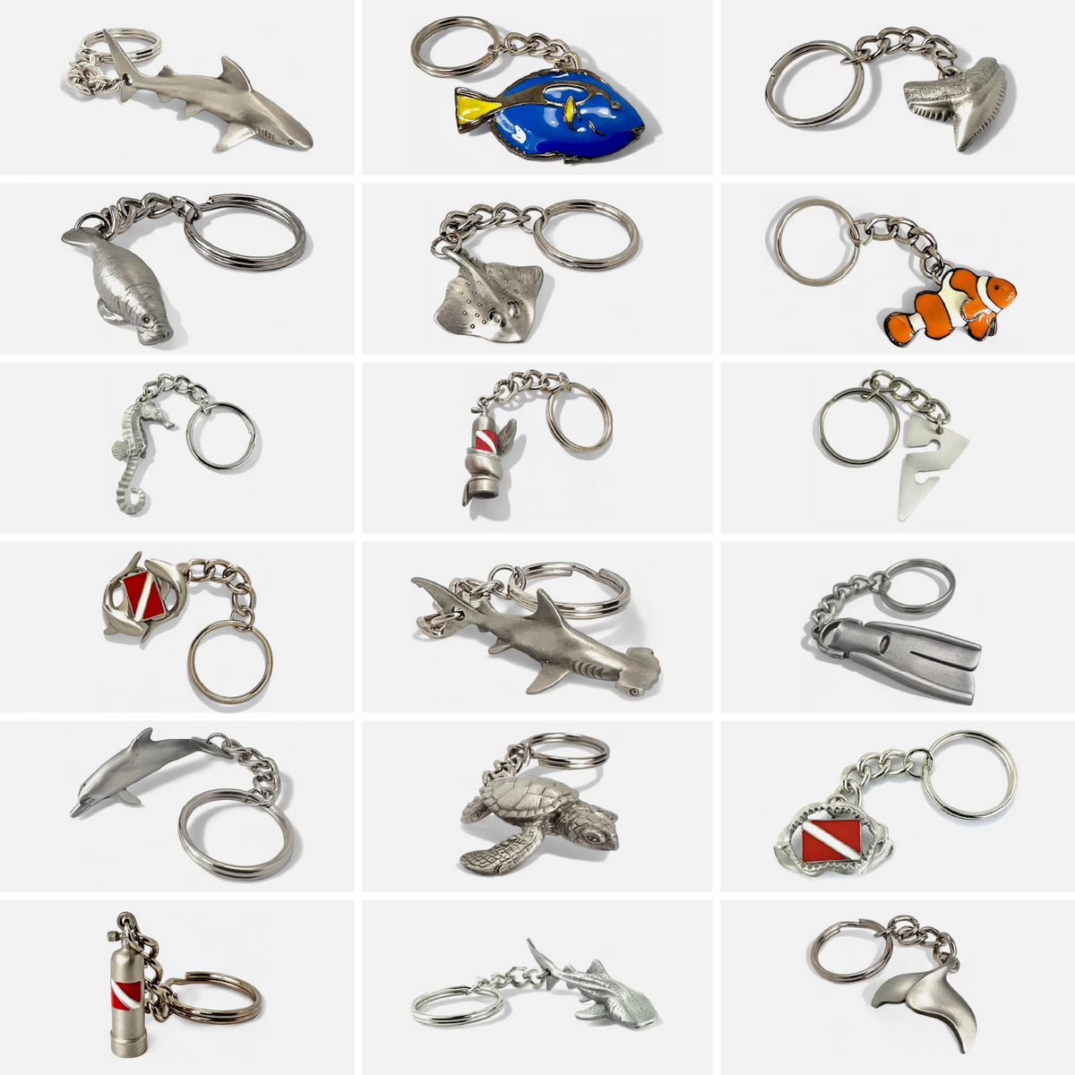Emma” Tiger Shark Tooth Keychain - Sea Life Collection - Pewter