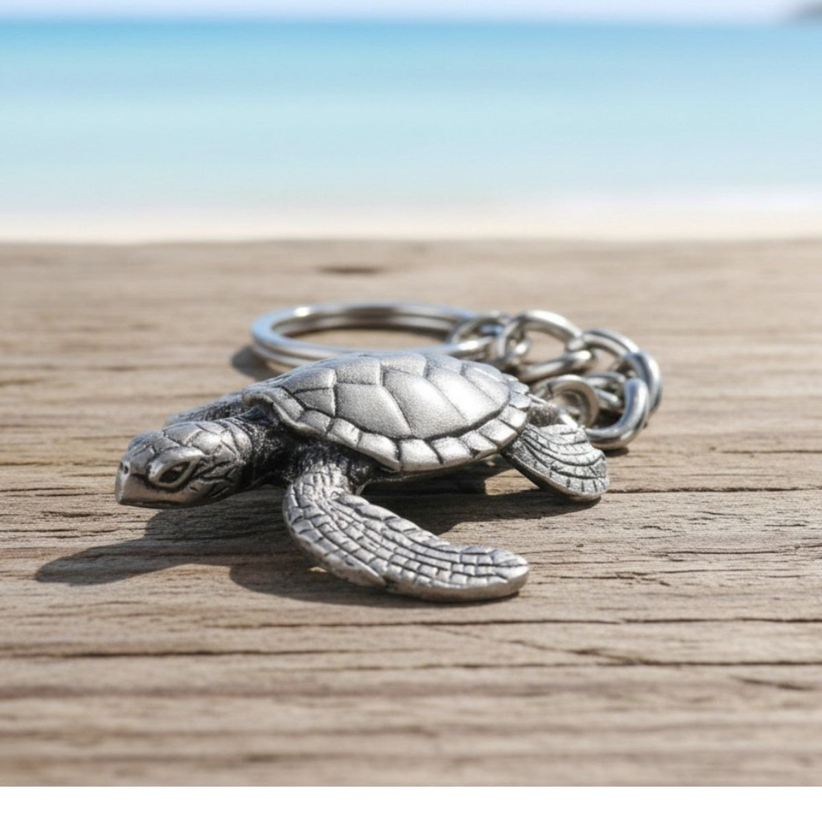 Sea Turtle Keychain – Sea Life Collection – Pewter
