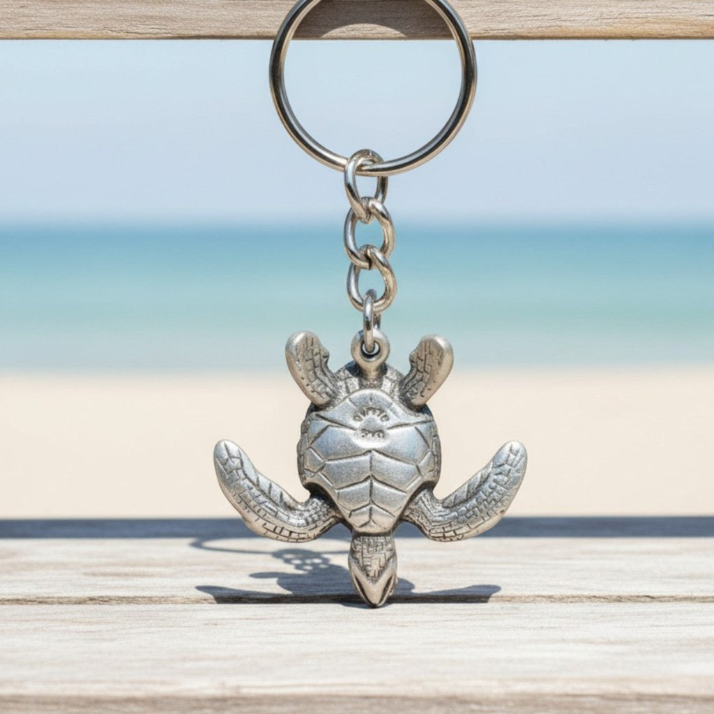 Sea Turtle Keychain – Sea Life Collection – Pewter