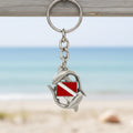Reef Sharks Circling Dive Flag Keychain – Diver´s Collection – Pewter