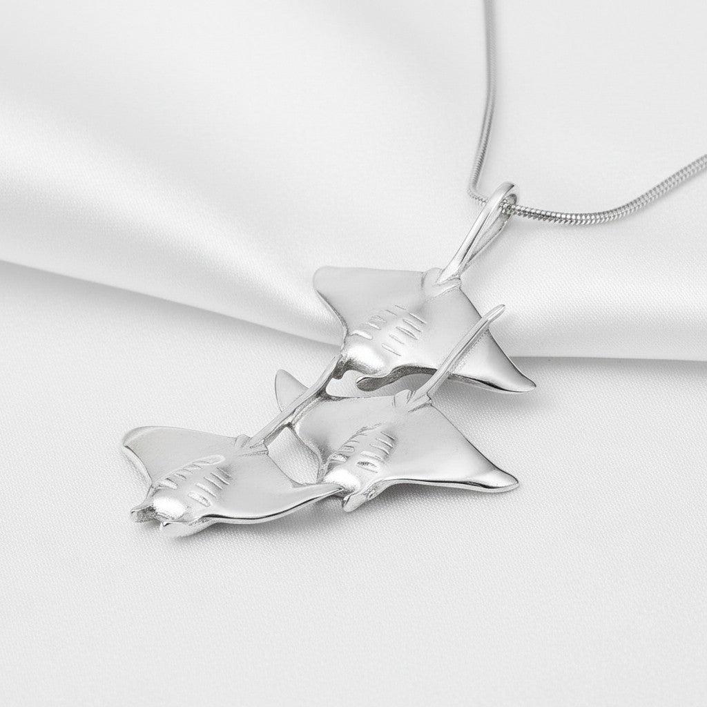 Manta Ray Necklace  – Ocean in Motion Collection – Sterling Silver