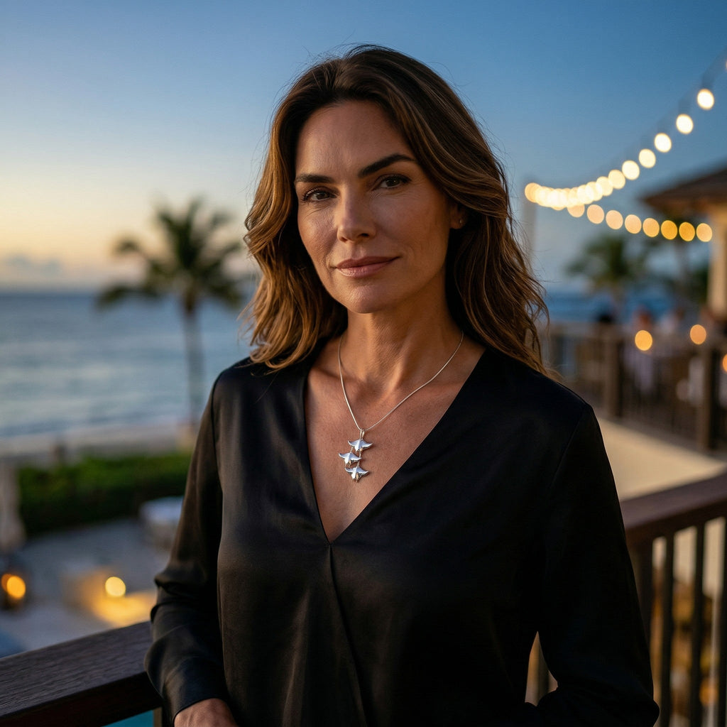 Manta Ray Necklace  – Ocean in Motion Collection – Sterling Silver