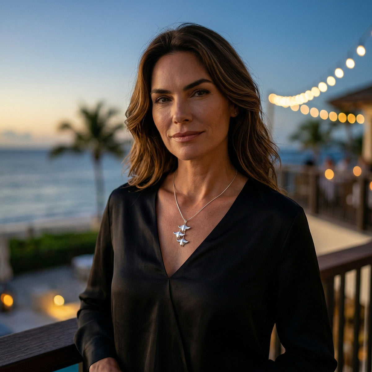 Manta Ray Necklace  – Ocean in Motion Collection – Sterling Silver