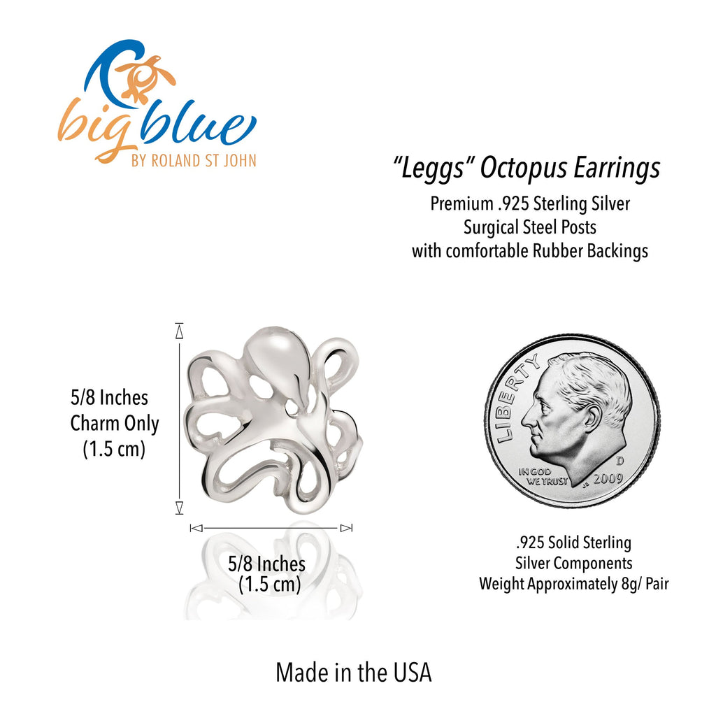 Octopus Post/Stud Earrings - "Leggs" - Silver
