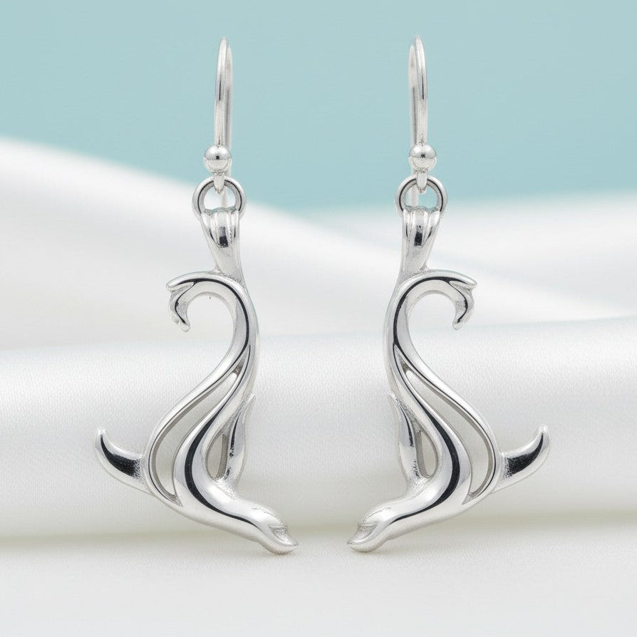 Sea Lion Drop Earrings –  "Salty" - Sterling Silver