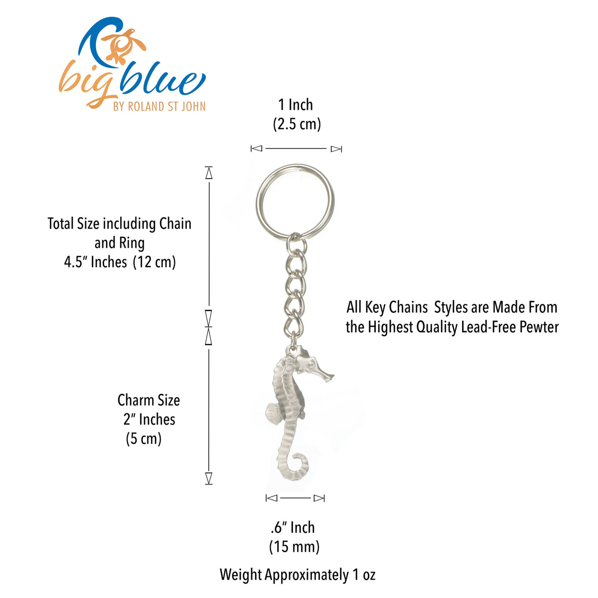 Seahorse Keychain – Sea Life Collection – Pewter