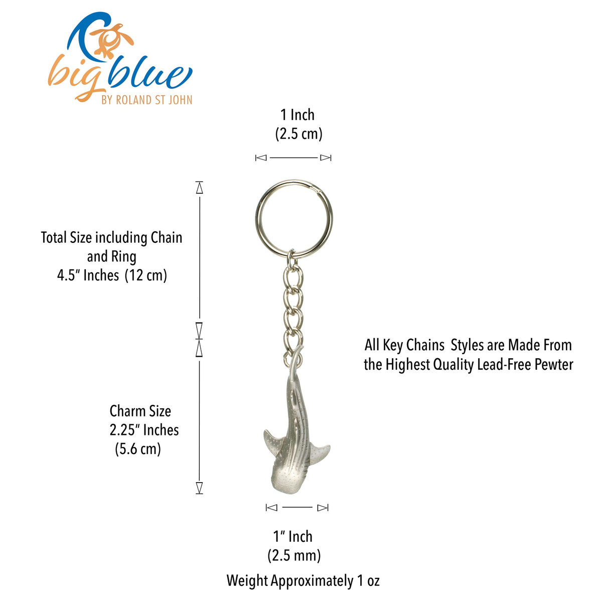 Whale Shark Keychain – Sea Life Collection – Pewter