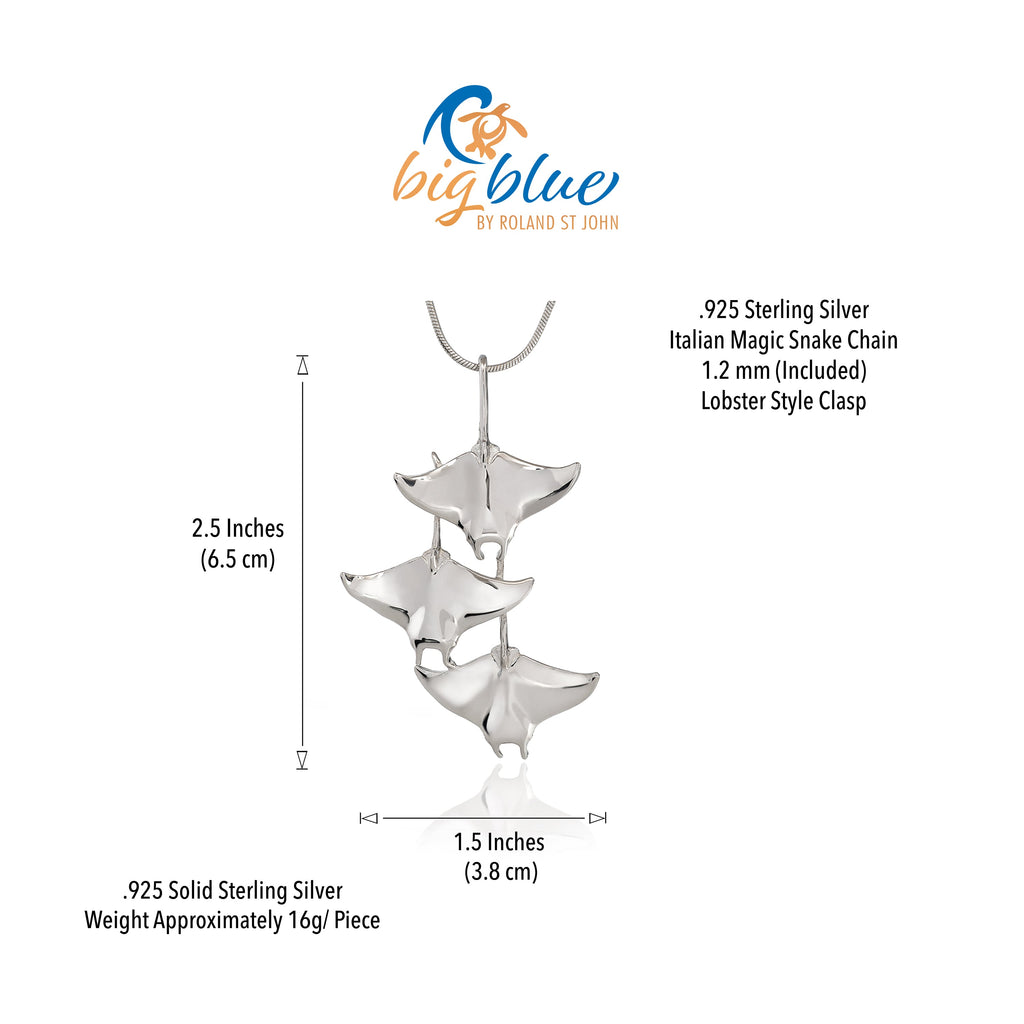 Manta Ray Necklace  – Ocean in Motion Collection – Sterling Silver