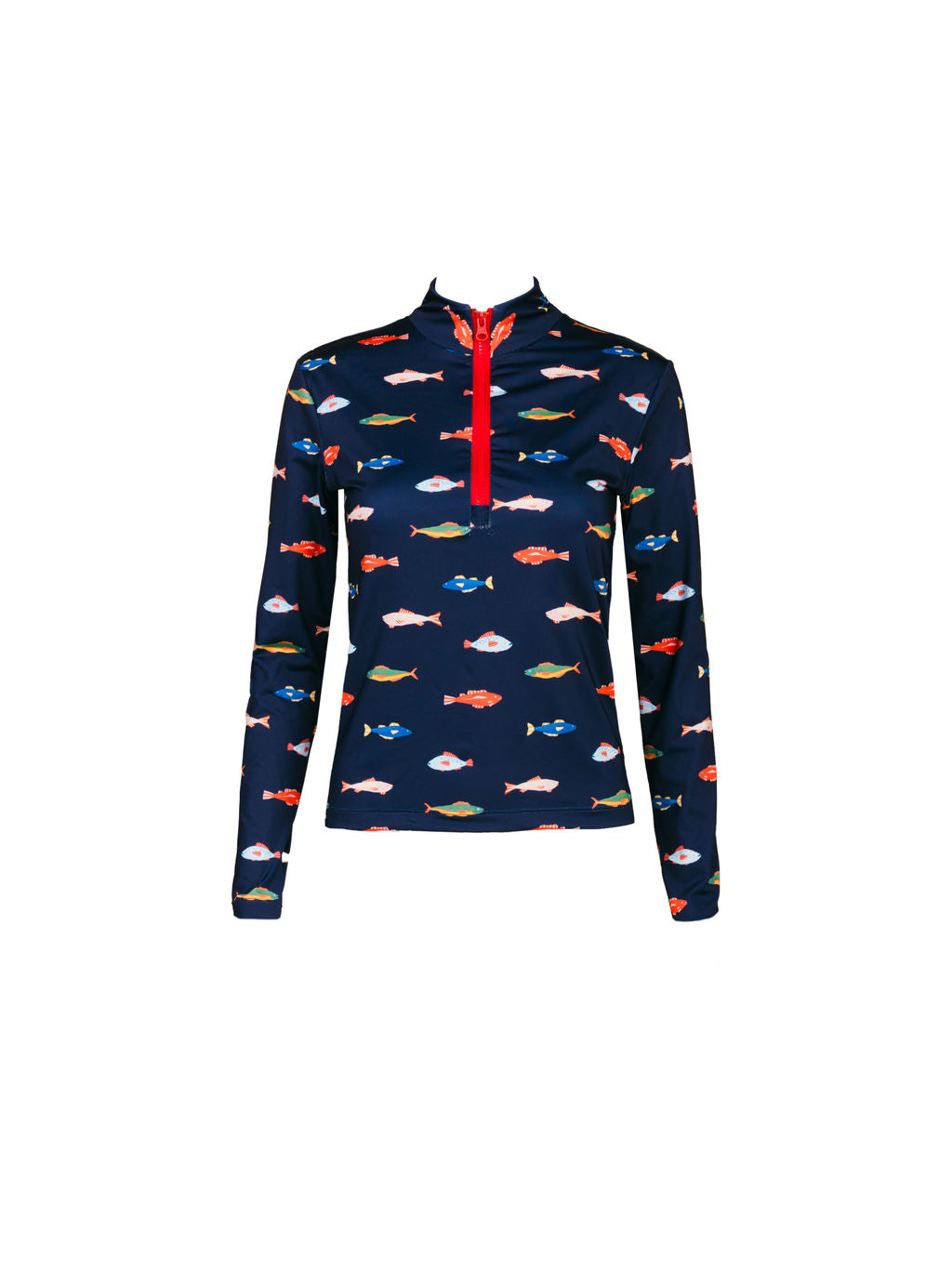 Kitty and Vibe x HarperSage Fish Print Long Sleeve Rashguard UPF 50+