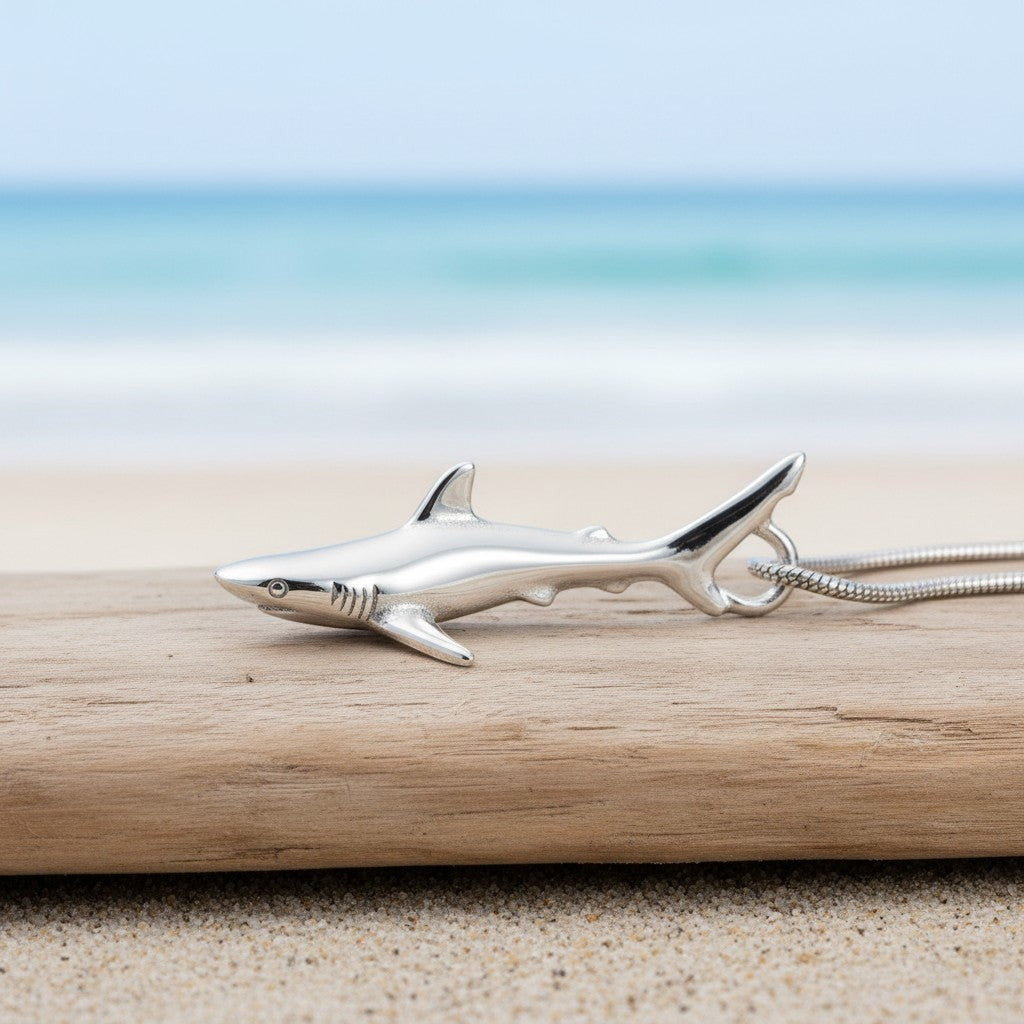 Grey Reef Shark Pendant – Realistic Sealife Collection - Sterling Silver