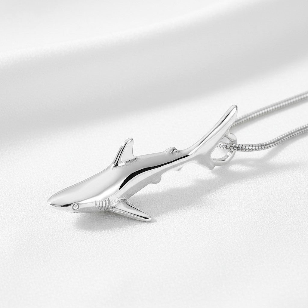 Grey Reef Shark Pendant – Realistic Sealife Collection - Sterling Silver