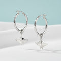 Manta Ray Drop Hoop Earrings – Sealife Collection – Sterling Silver