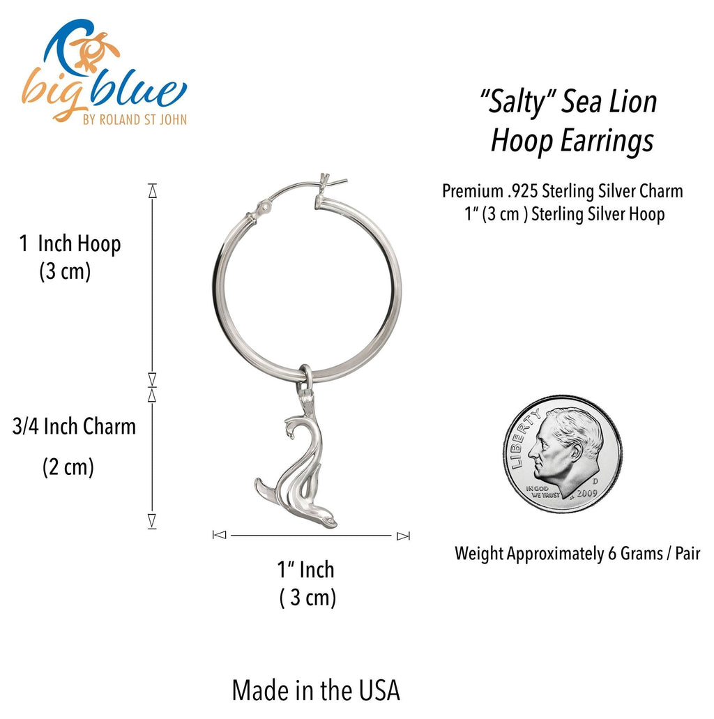 Sea Lion Hoop Earrings – "Salty" - Sterling Silver