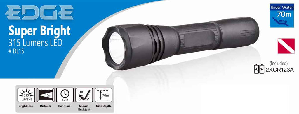 EDGE DL15 Mini Dive Light – 315 Lumen Backup Light