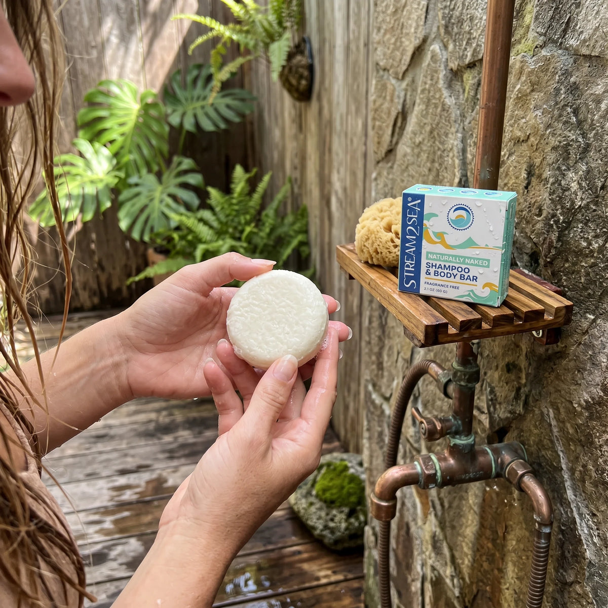 Stream2Sea Naturally Naked Shampoo & Body Bar – Fragrance-Free for Sensitive Skin & Scalp